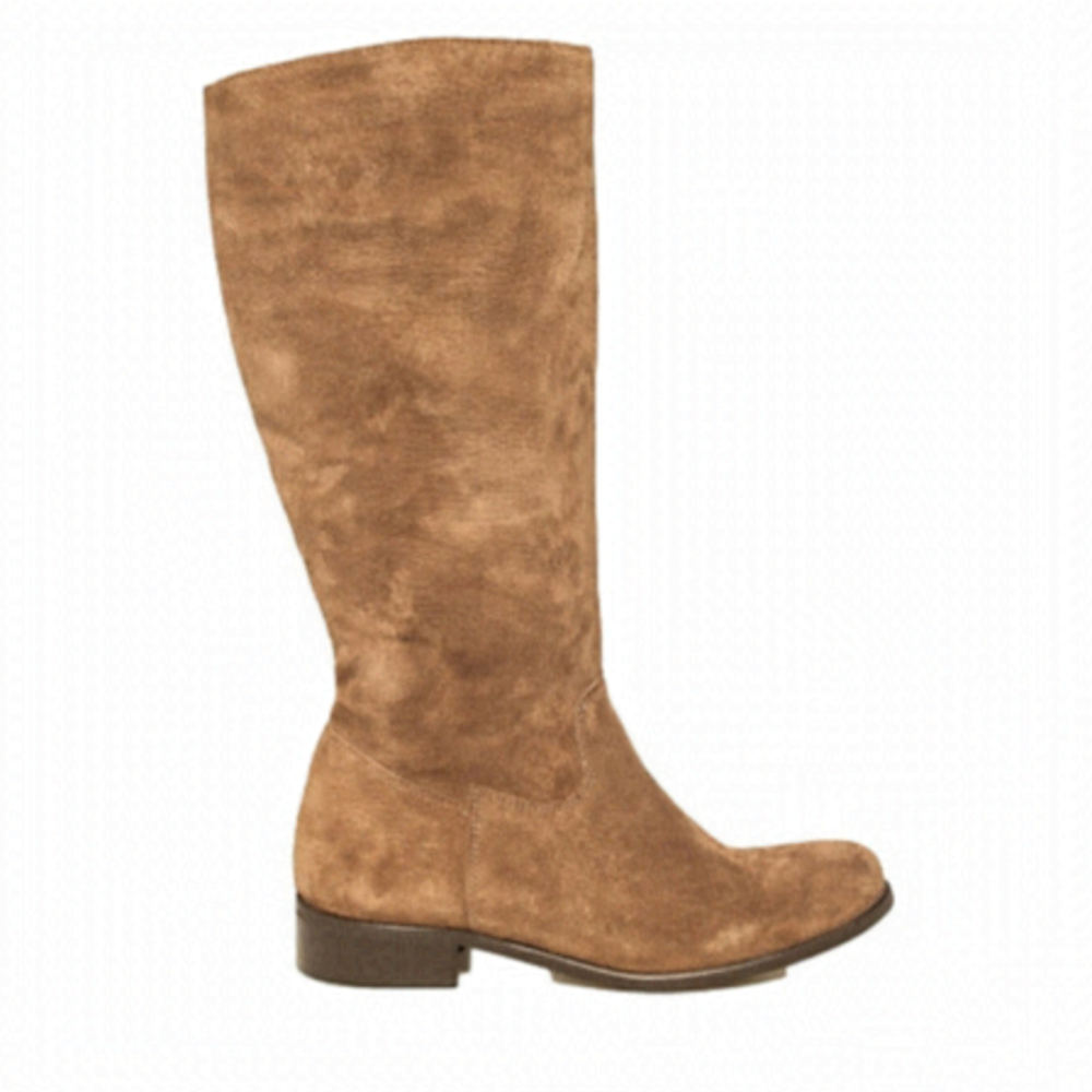 LE Chateau Made in Italy Suede Knee High Boot in Brandy Low Heel